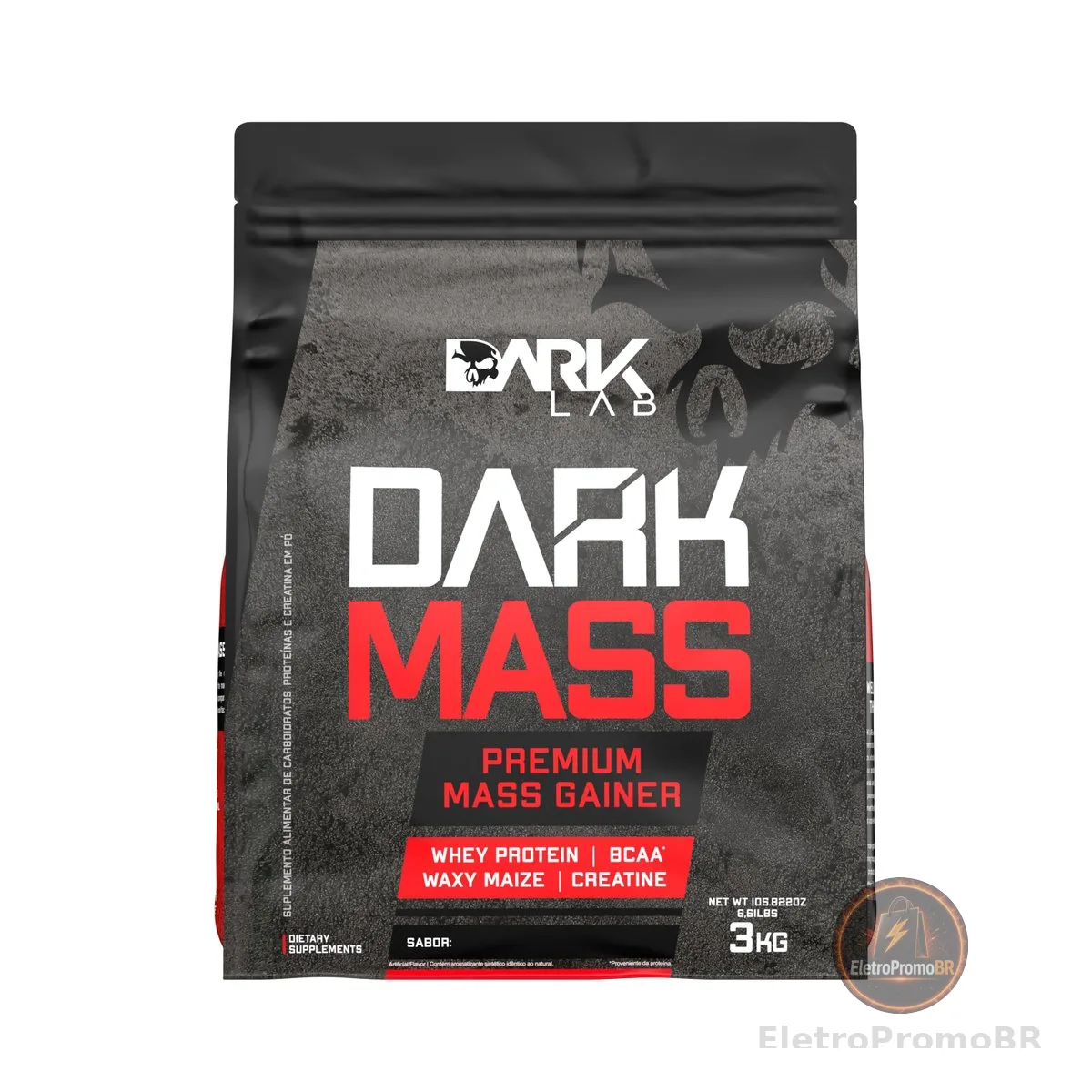 Hipercalórico Dark Mass Dark Lab, 3kg, Chocolate Branco com Morango, Ganho de Massa