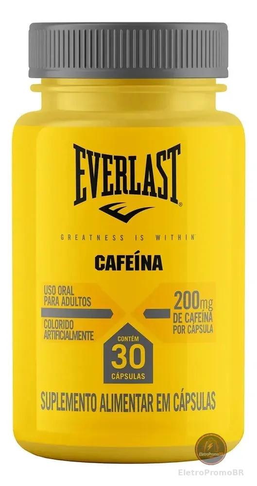 Cafeína 200mg Softgel Everlast 30 Cápsulas Foco Pré-treino