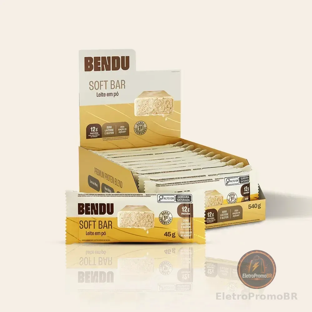 Bendu Barra De Proteína 12g Sabor Leite Em Pó Caixa Com 12 Unidades