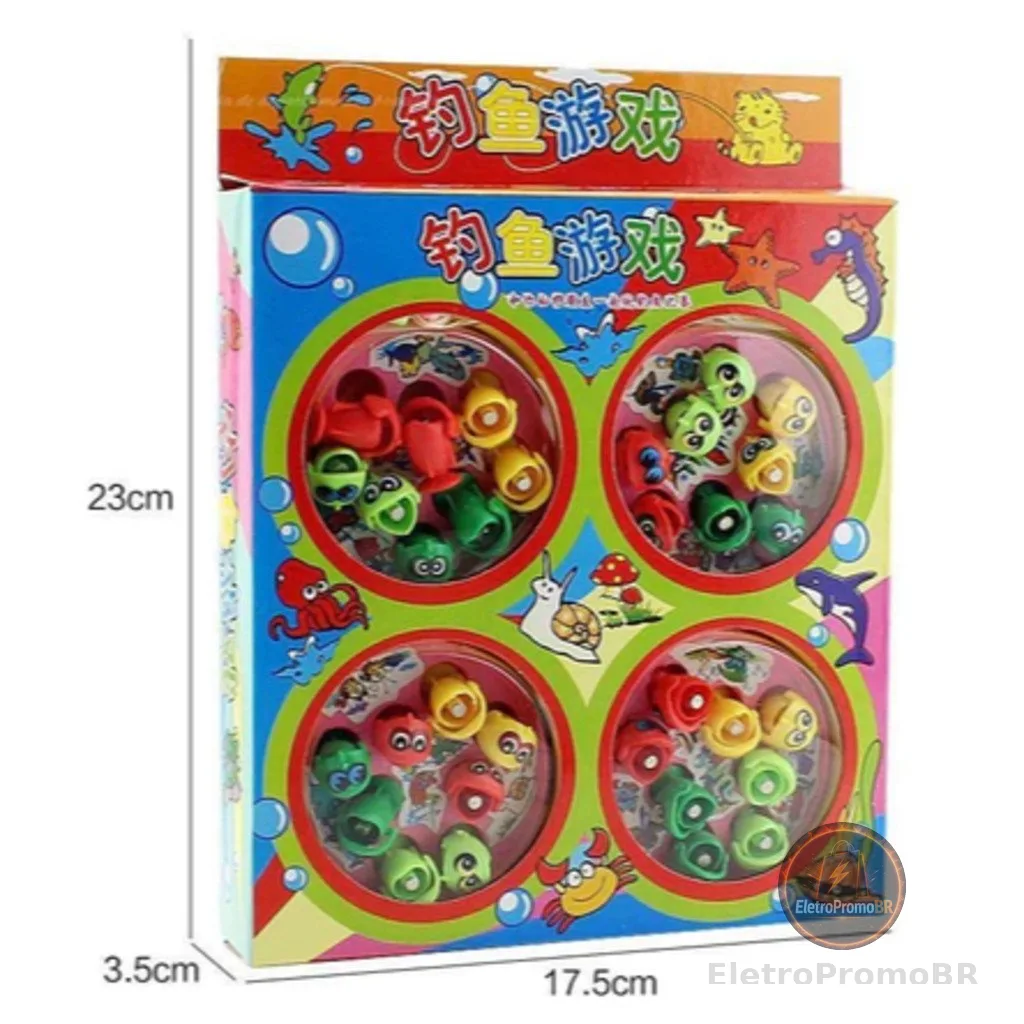Brinquedo/Jogo Infantil Pega Peixe Pescaria Maluca 32 Peixes E 4 Varas Cores Sortidas