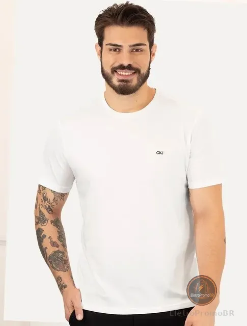 Camiseta Calvin Klein Jeans Ckj Bordado Peito Branca