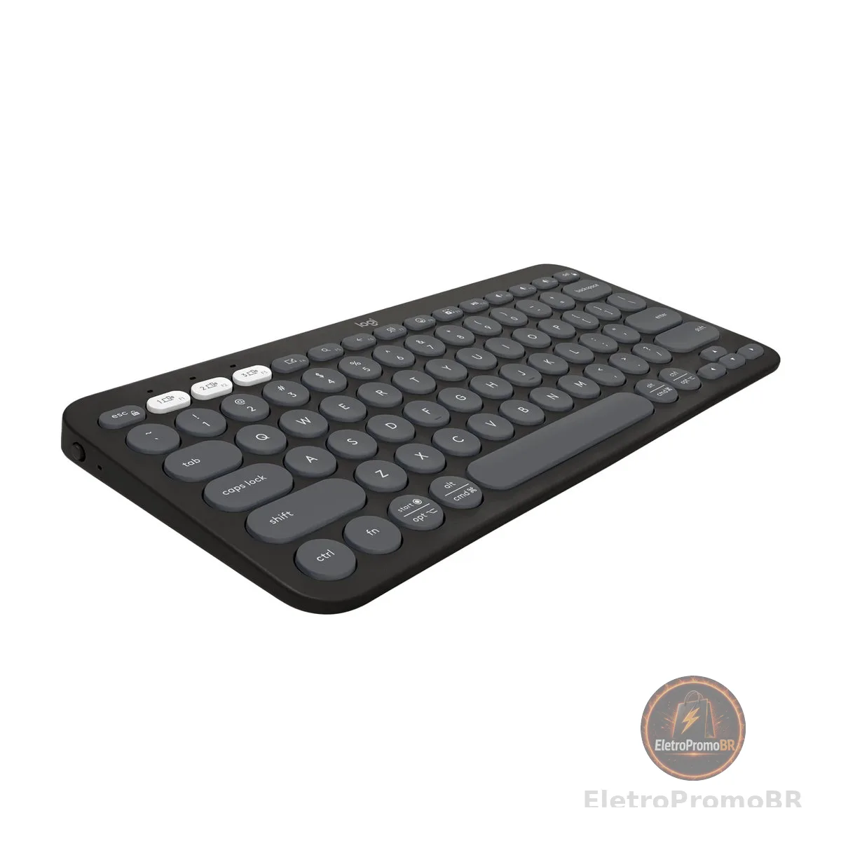 Teclado sem fio Logitech Pebble Keys 2 K380s com Conexão Bluetooth Easy-Switch e Pilha Inclusa - Compatível com PC, Mac, Chrome OS, Android, iOS e Apple TV, Layout US - Grafite