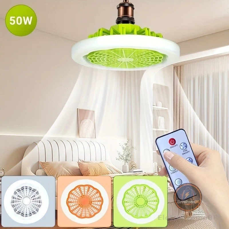 Ventilador De Teto Fechado Com Luz , Conjunto De mini Lâmpada De 10,2 Polegadas , Branca 30W, Resfriamento