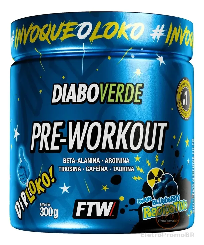 Suplemento Em Pó Pre Treino Dip Loko! Ftw - Diabo Verde Blueberry Radioativo