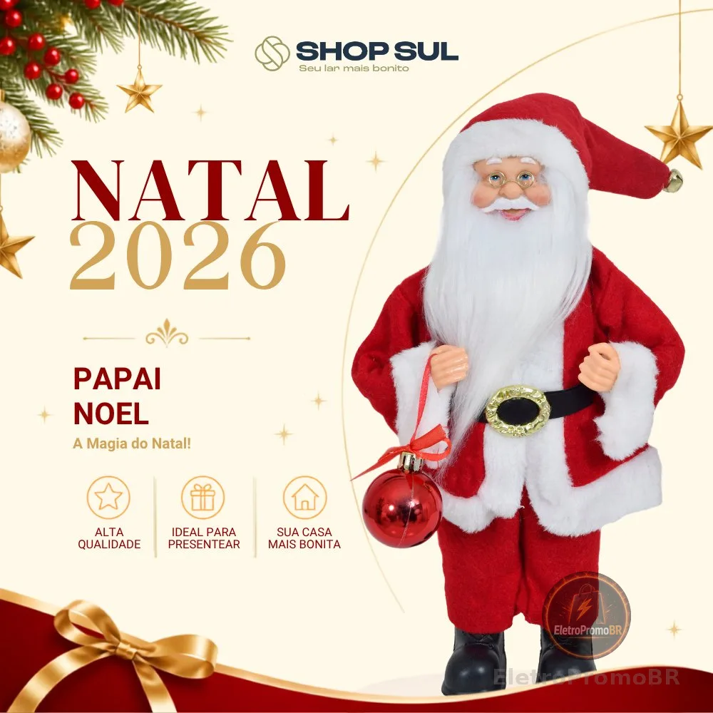 Papai Noel Decorativo em Tecido 30cm Decoração de Natal Shopsul