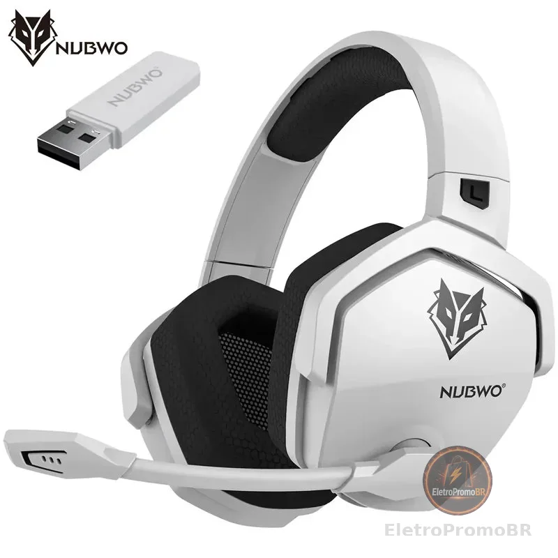 NUBWO G06 Fones de ouvido sem fio duplos Gamer 2,4 GHz Bluetooth 5.3 Fones de ouvido para jogos com microfone para PS5, PS4, PC, celular, switch