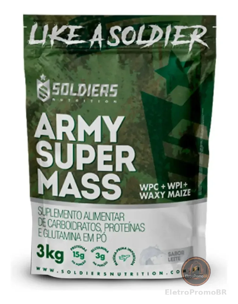 Whey Hipercalórico Army Super Mass 3kg 100% Importado Soldiers Nutrition Suplemento Proteína Muscular