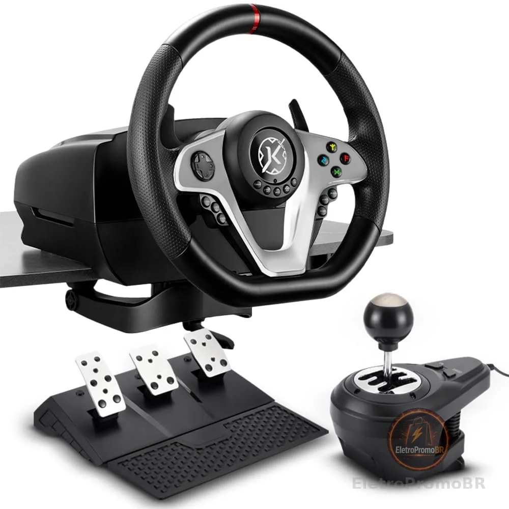 Kalkan Kit Simulador de Corrida G500 ProRacing Volante Pedais e Câmbio USB Force Feedback 3.2Nm 900° Compatível c/ PC, Xbox, PS4 - KLK00032