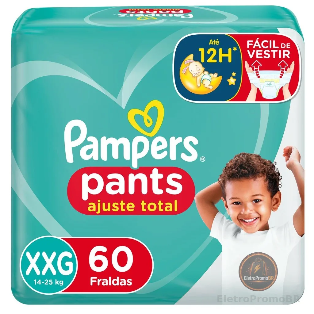 Fralda Pampers Pants Ajuste Total Top Tamanho XXG com 60 unidades