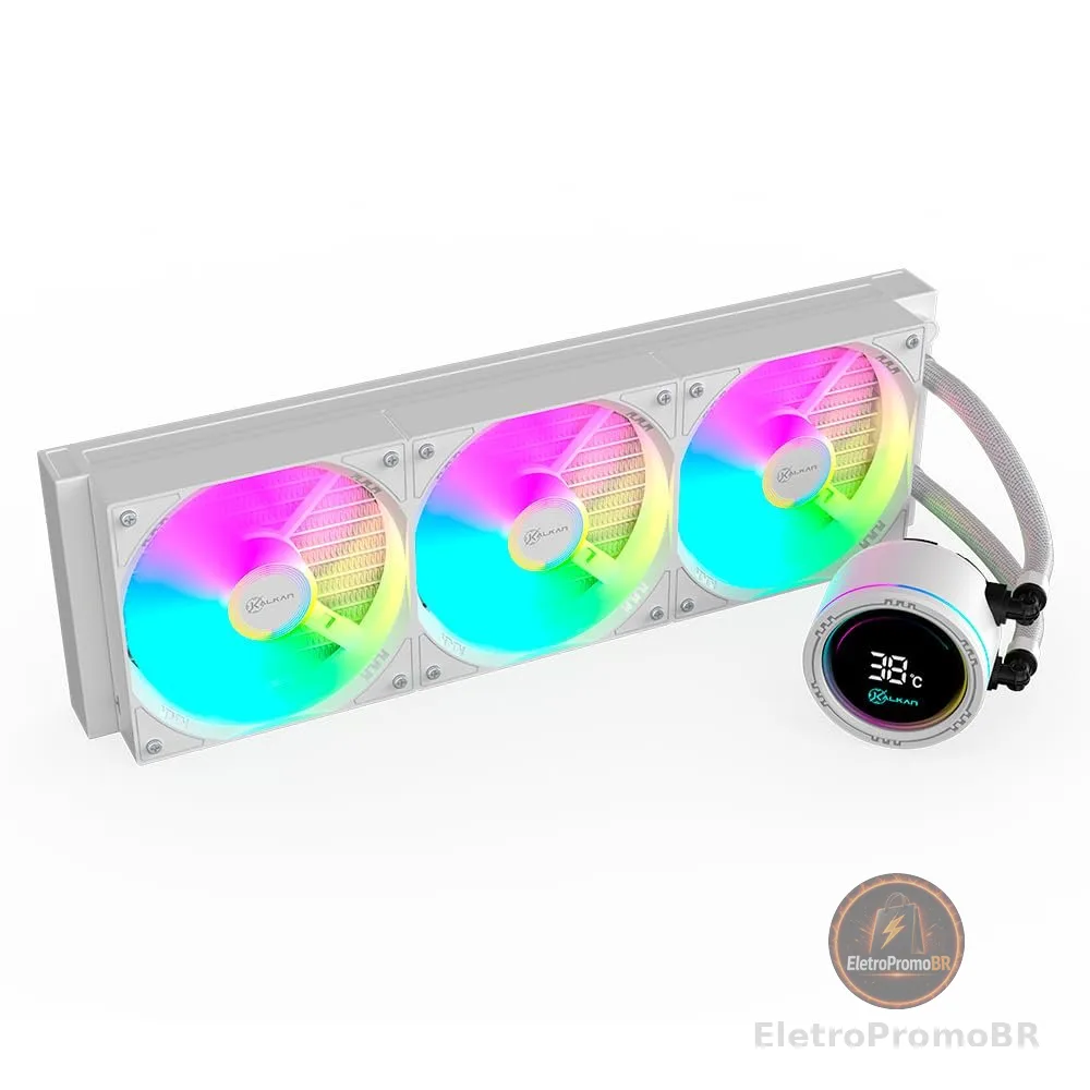 Water Cooler Gamer Kalkan Alpha 360 ARGB com display Branco KLK00049