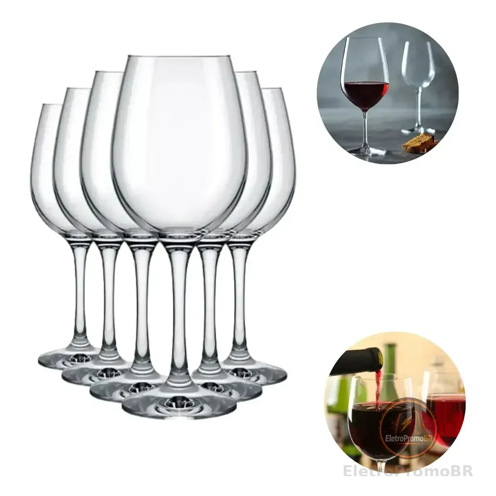 Jogo 6 Taças Vinho Tinto 450ml Cristal Titanium Gastro  Cristal