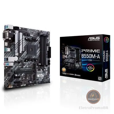 Placa-Mãe ASUS PRIME B550M-A, AMD AM4, mATX, DDR4, Preto - 90MB15K0-M0EAY0