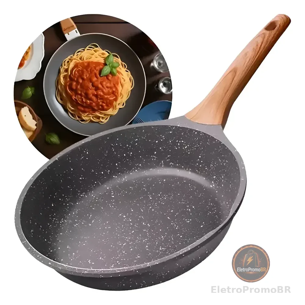 Panela Frigideira Cerâmica De Indução E Gás Compacta Profissional 24 Cm Linha Premium - Aero Home Cinza