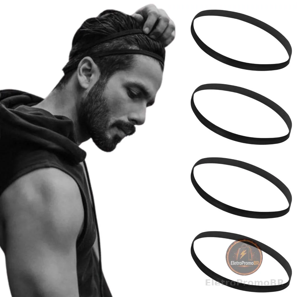 Kit 4 Elástico Tiara Para Cabelo Unissex Prendedor Exclusivo ciclista crosfit academia ginastica