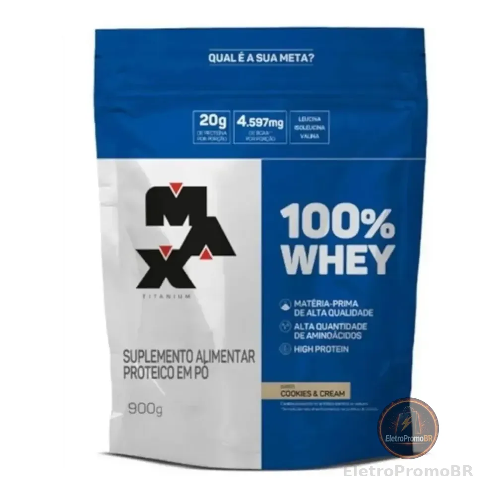 Suplemento Em Pó Max Titanium 100% Whey Sabor Cookies & Cream Em Sachê De 900g