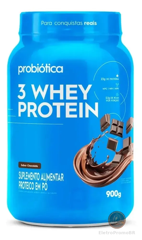 Suplemento 3 Whey Protein 900g Probiótica Sabor Chocolate Chocolate