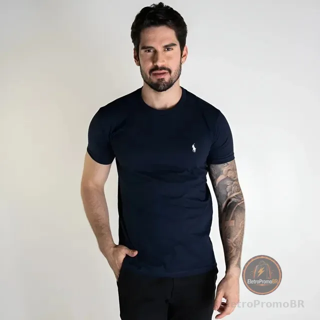 Camiseta Ralph Lauren Masculina Básica Azul Petróleo