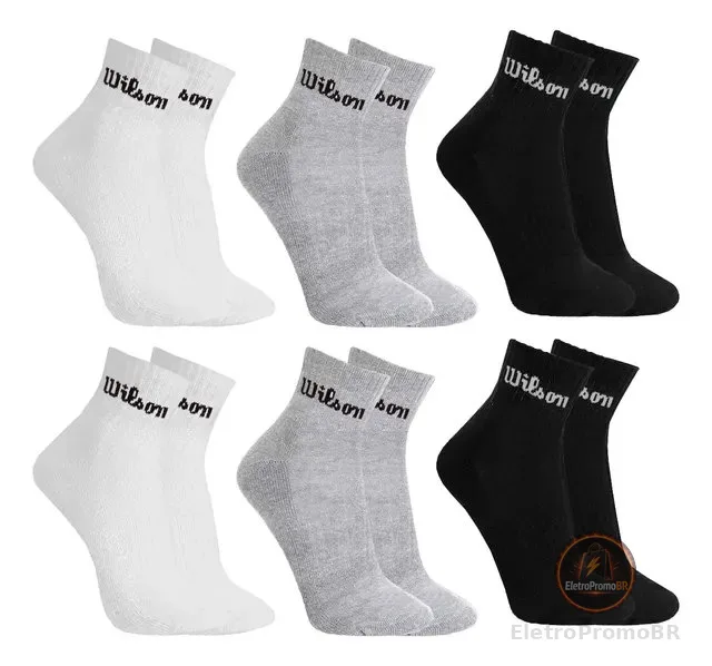 Kit 6 Pares Meias Wilson Cano Médio Masculino Adulto 38-43