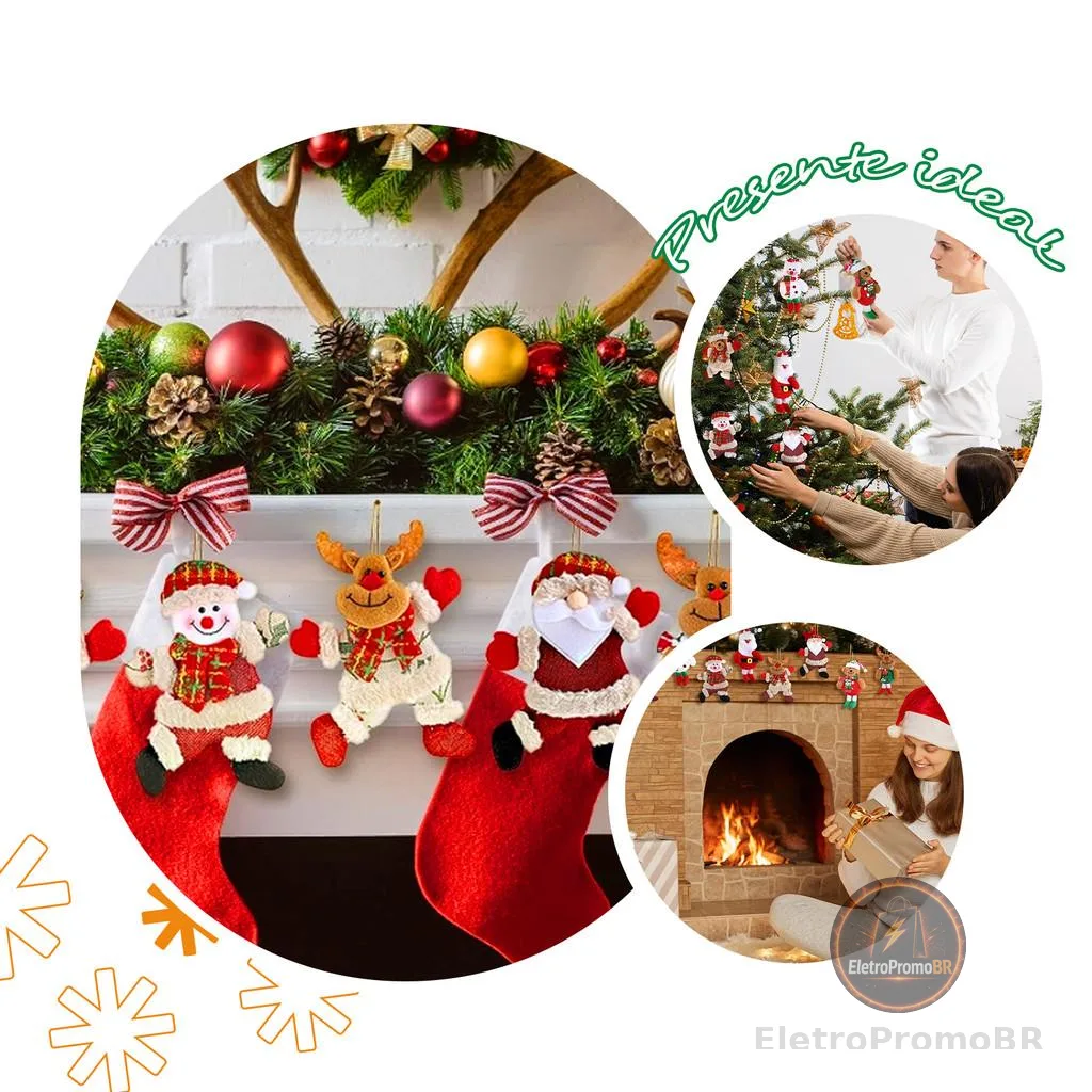 Enfeites de natal boneco papai noel rena decoração para árvore natalino boneco de neve ursinho