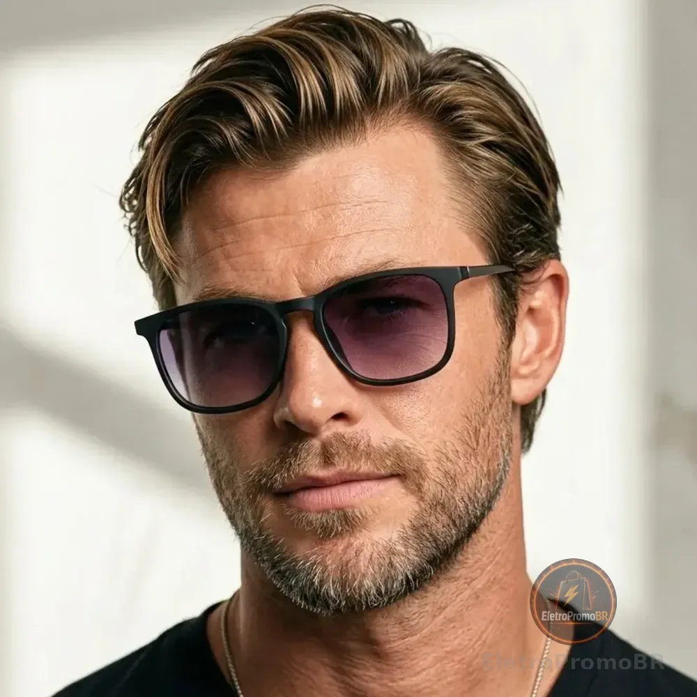 Óculos De Sol Quadrado Masculino Proteção Uv400 Ntf Desenho Preto Degrade Violeta