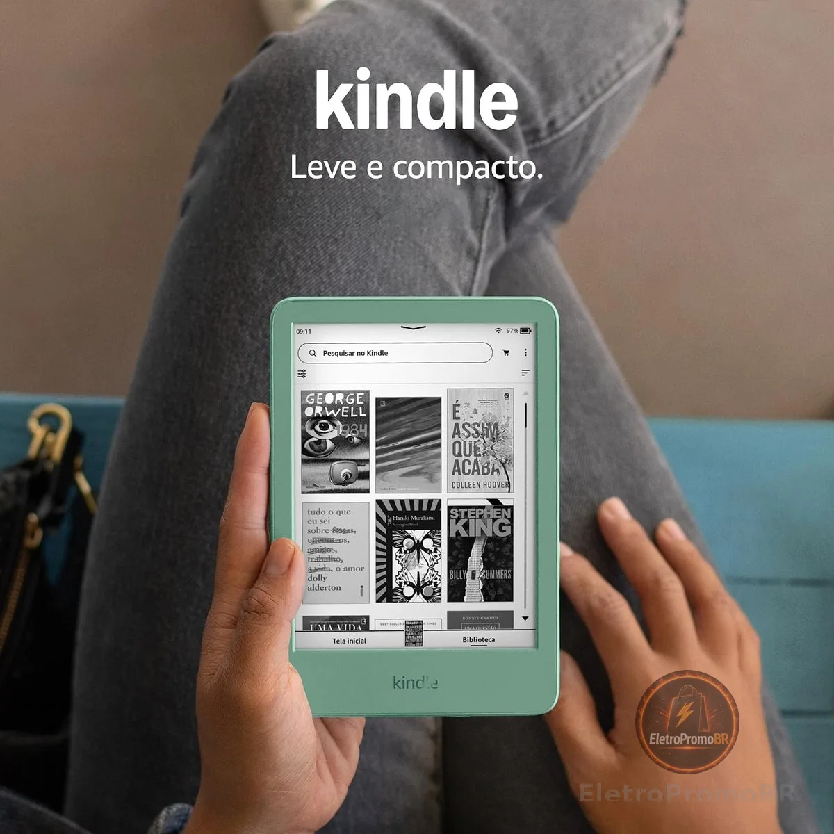 Kindle 16 GB (modelo 2024) - Leve e compacto, com tela antirreflexo, trocas de página rápidas, luz frontal ajustável e bateria de longa duração - Cor Verde