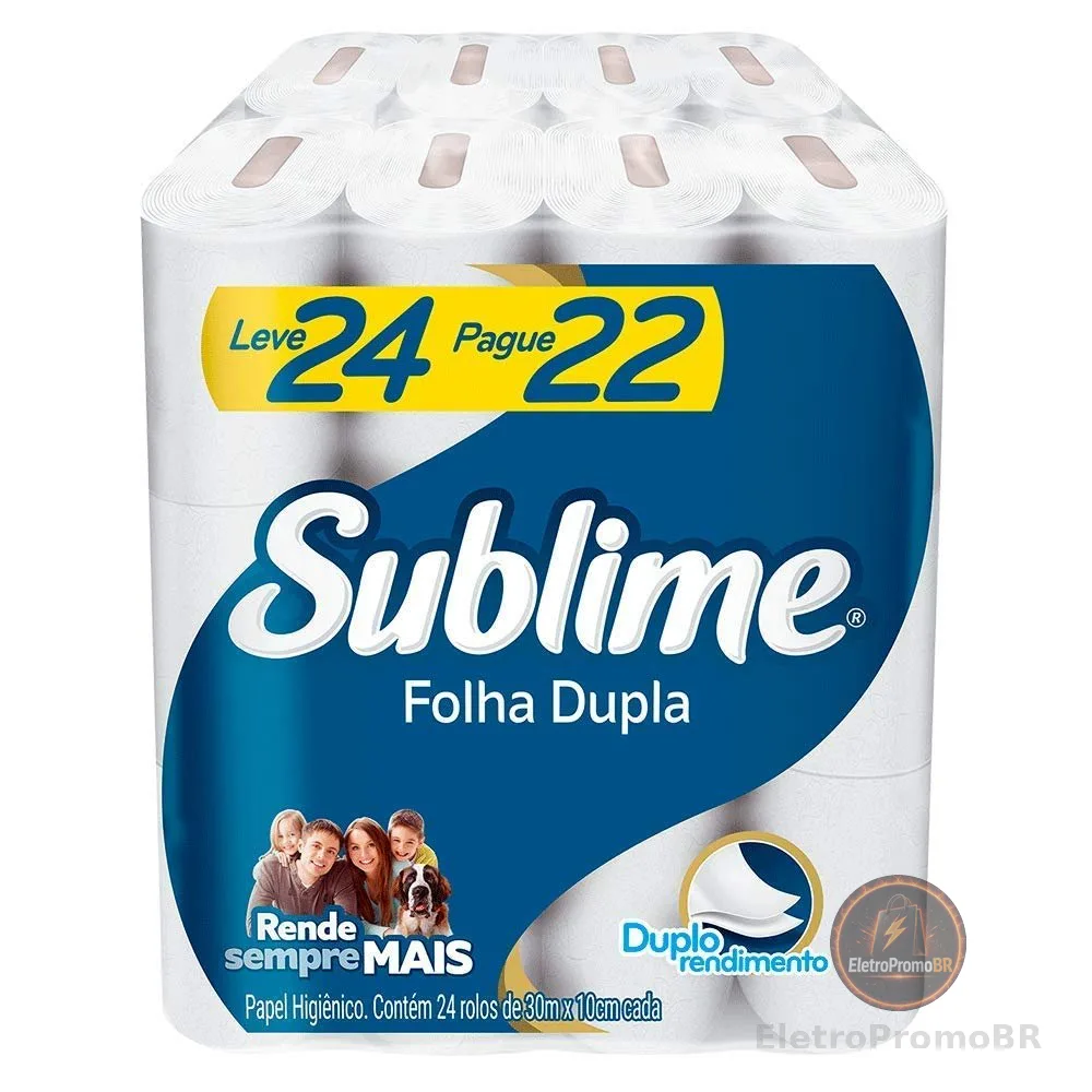 Sublime - Papel Higiênico, Folha Dupla, 24 rolos