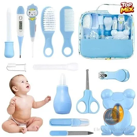 Kit 13 Higiene Cuidado Bebê Recém Nascido Essencial 13 Peças Cuidados Com O Bebê Recém Cortador Escova Cabelo Unha Pente