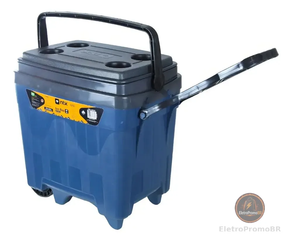 Caixa Térmica Ice Box De 34 Litros Com Rodas Azul Nautika
