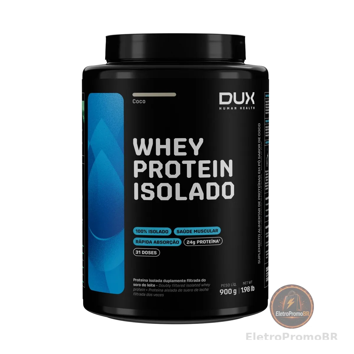 Whey Protein Isolado Pote (900g), Coco, Dux Human Health