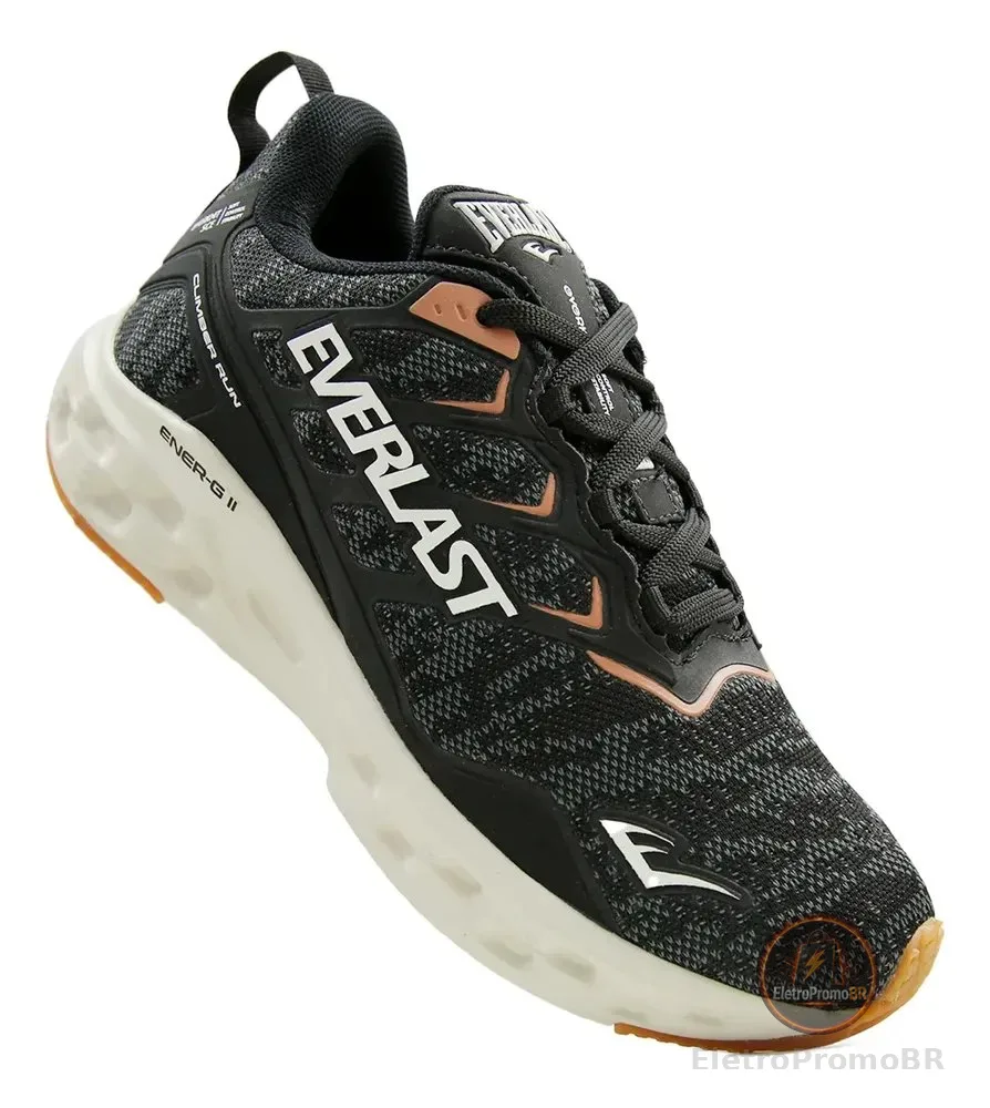 Tênis Everlast Climber Run Academia Treino Fitness Unissex Preto/bege Liso 37