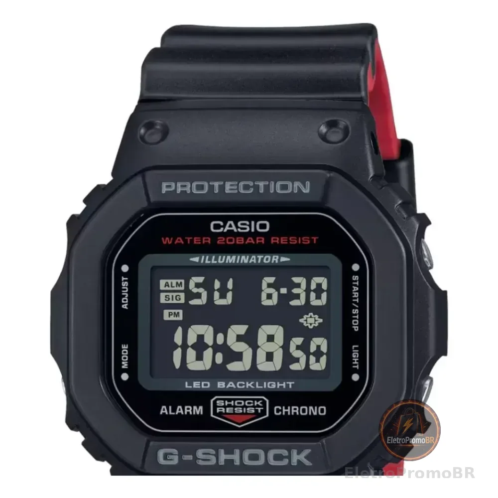 Relógio Casio G-shock Masculino Digital Dw-5600uhr-1dr Preto/vermelho Preto