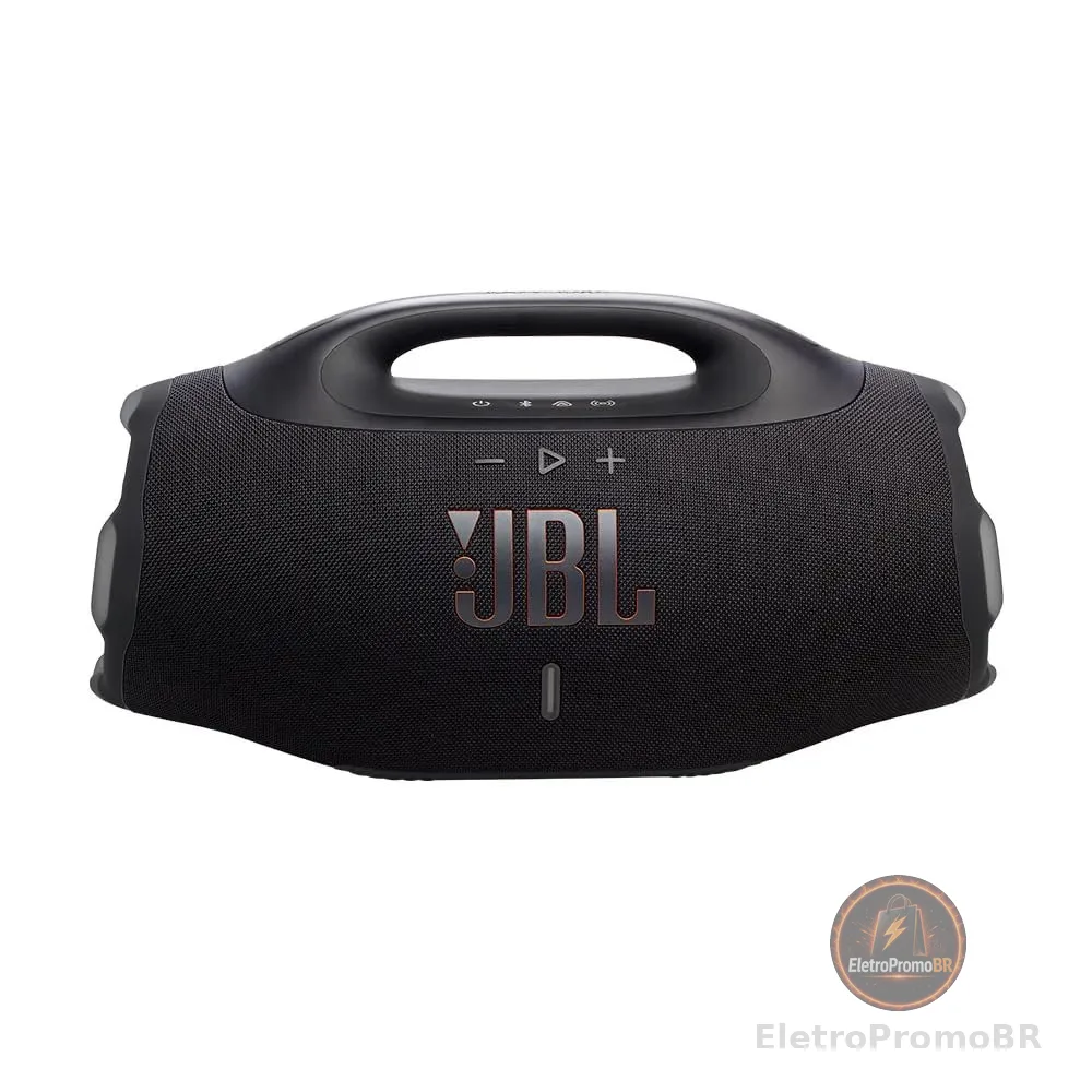 JBL, Caixa de Som, Boombox 4, Bluetooth, Som Pro, AI Sound Boost, Graves Personalizáveis, Bateria de até 34H, IP68, Áudio Lossless Preta