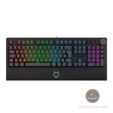 Teclado Mecânico Gamer Husky Anchorage Full Size, RGB, Switch Gateron EF Brown, ABNT2, Preto - HTG200PTMA