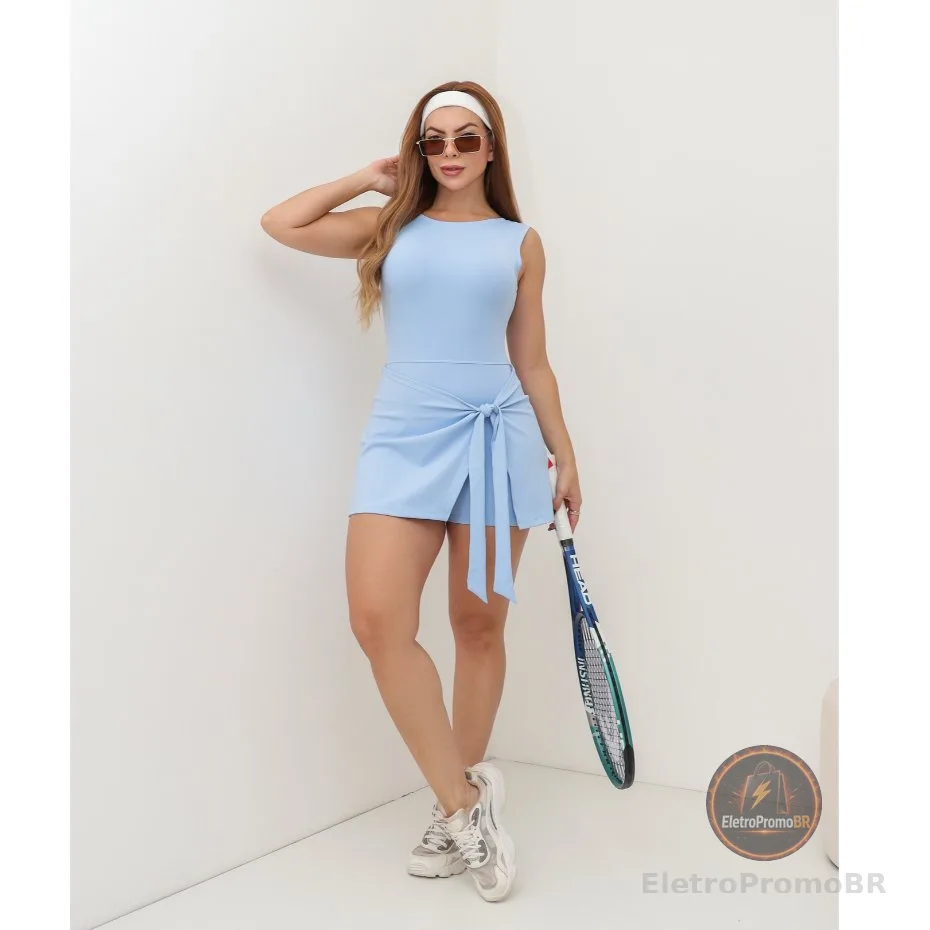 Macaquinhos Feminino Fitness Beach Tennis Regata com Saia Shorts Esportiva Academia SD1996