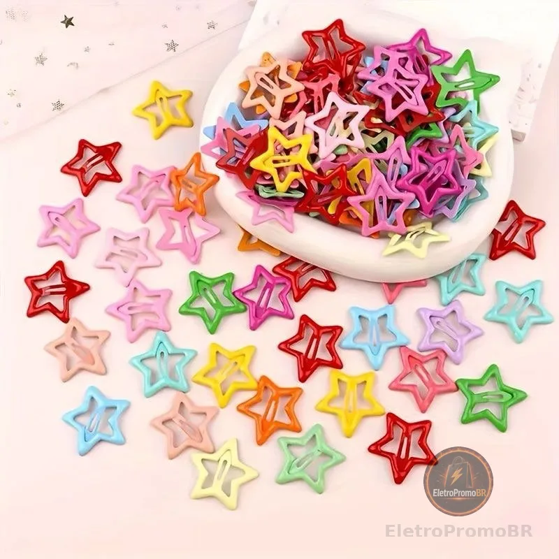 Kit50 Peças Grampos De Cabelo Estrela Dopamina Cor Doce Para Mulheres，ModaPresilhas Laterais