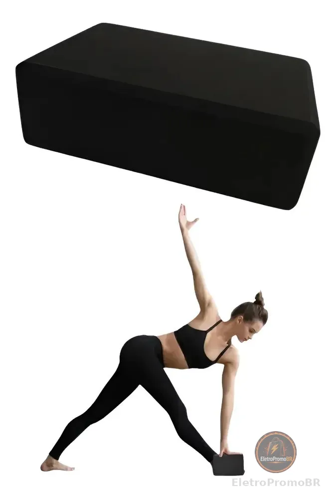 Bloco de Yoga Evamax Preto EVA Antiderrapante 23x15x8cm