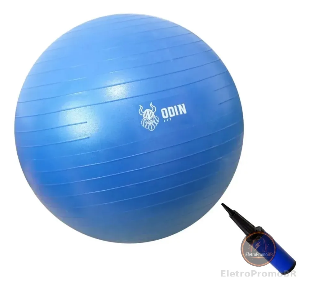 Bola Pilates Suiça Yoga Abdominal Gym Ball 65cm Bomba Cor Azul