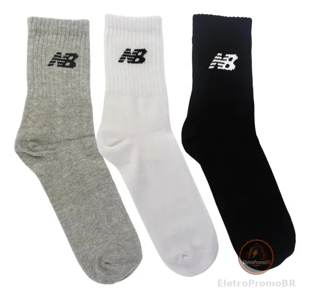 Kit 3 Meias New Balance Cano Longo 39 Ao 42 Unissex Conforto