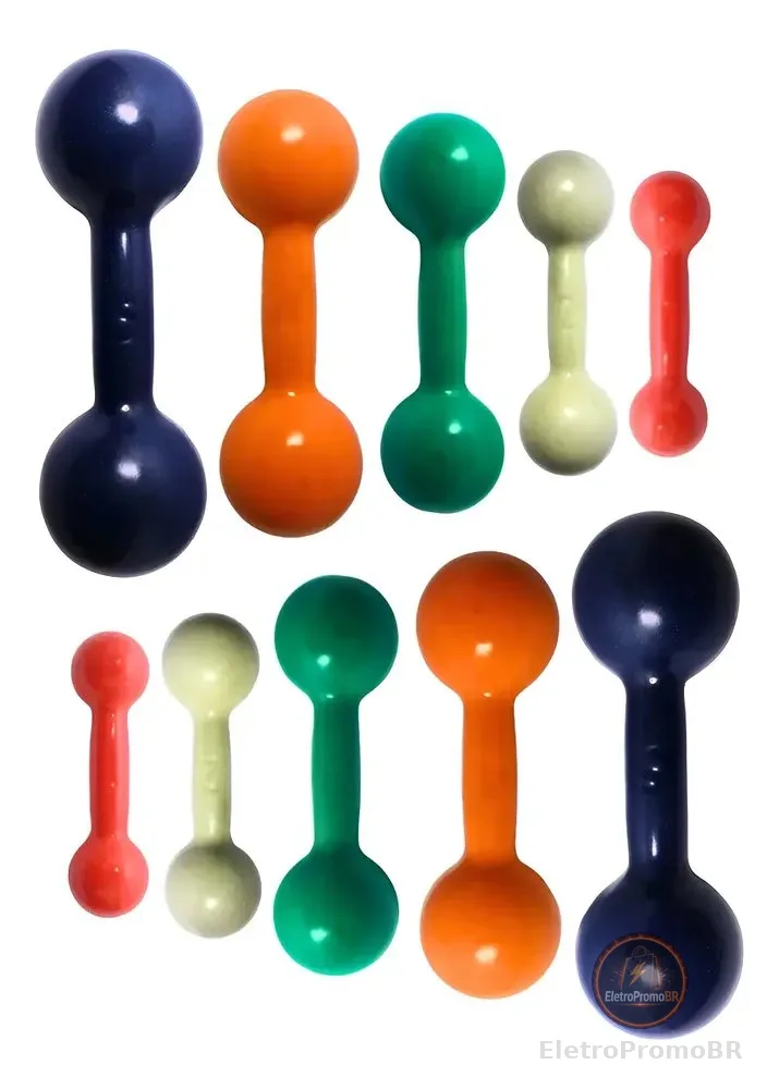 Kit De Halteres Emborrachados Pares De 1,2,3,4 E 5kg Colorido