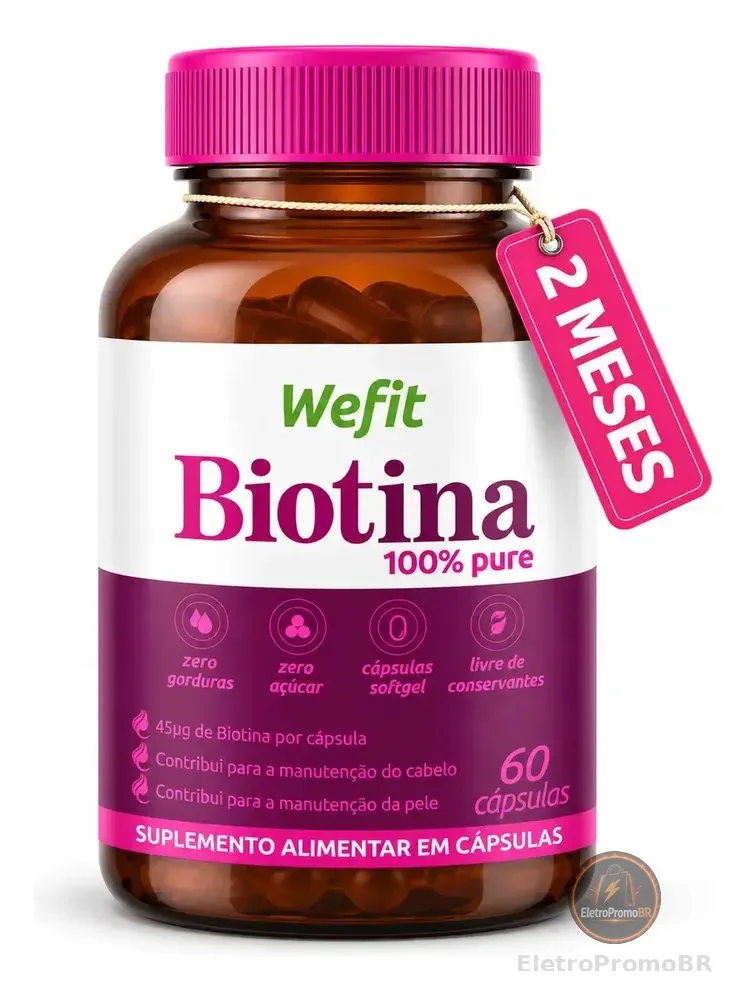 Biotina Cabelo Pele Unha 45mcg 60 Cápsulas Wefit 100% Pura