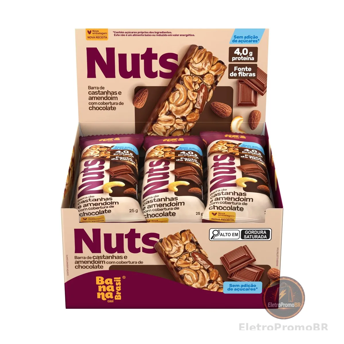 Barra Nuts Castanhas e Chocolate 12un 25g Banana Brasil