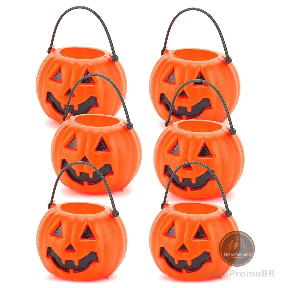 Halloween Enfeite Mini Balde Abóbora Ref.H026 c/6