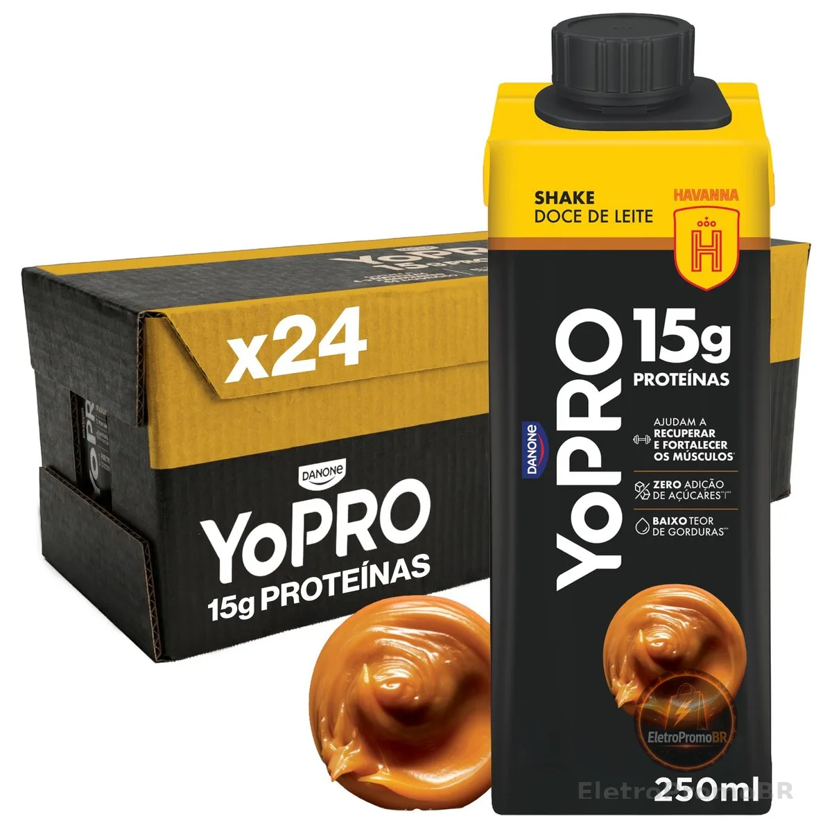 Pack YoPRO Bebida Láctea UHT Doce de Leite Havanna 15g de Proteínas 250ml - 24 unidades