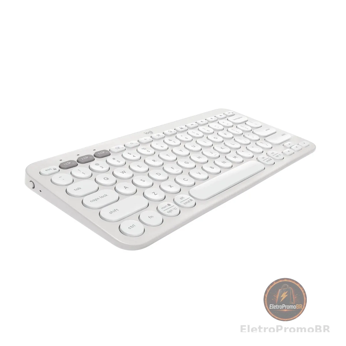 Teclado sem fio Logitech Pebble Keys 2 K380s com Conexão Bluetooth Easy-Switch e Pilha Inclusa - Compatível com PC, Mac, Chrome OS, Android, iOS e Apple TV, Layout US - Branco