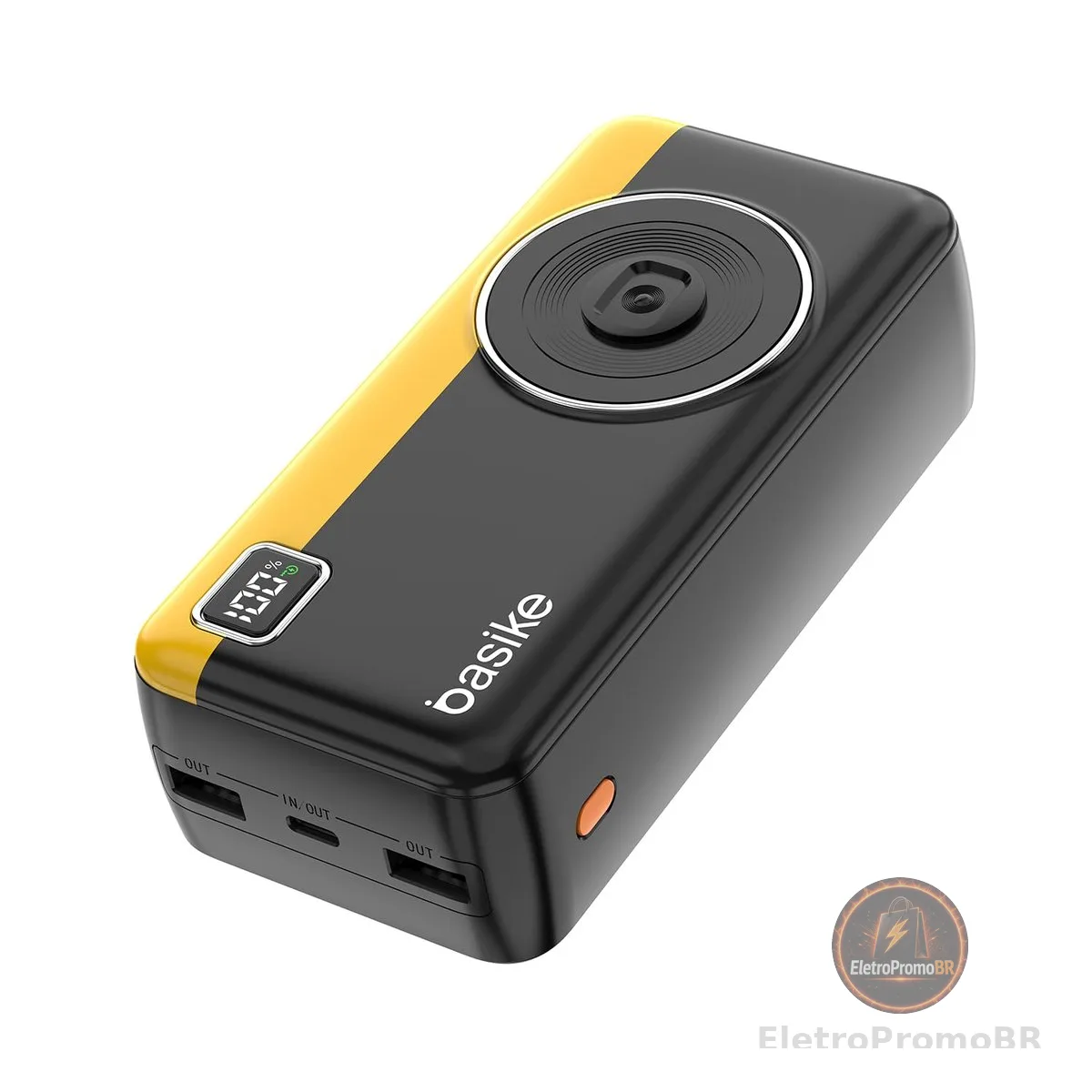 Power Bank 30000mAh, Basike Carregador Portátil com Cabo(Preto)