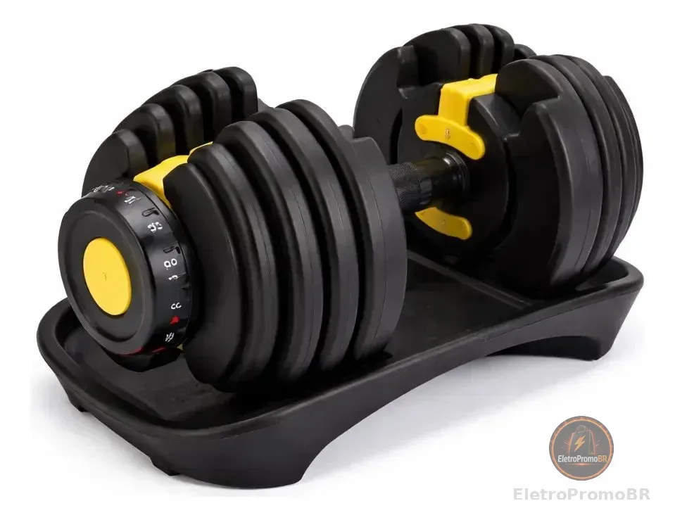 Dumbbell Regulável Halter Com Anilhas Regulável 24kg Ahead Sports Cor Amarelo