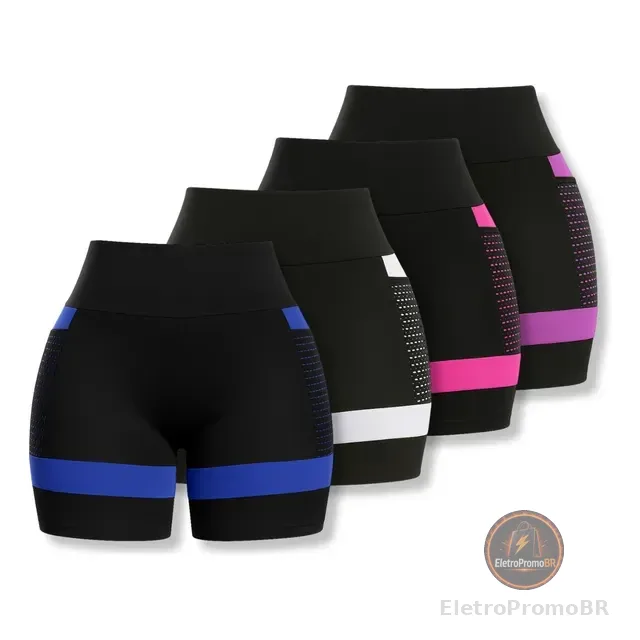 Kit 4 Shorts Academia Feminino Com Bolso Roupa Ginástica