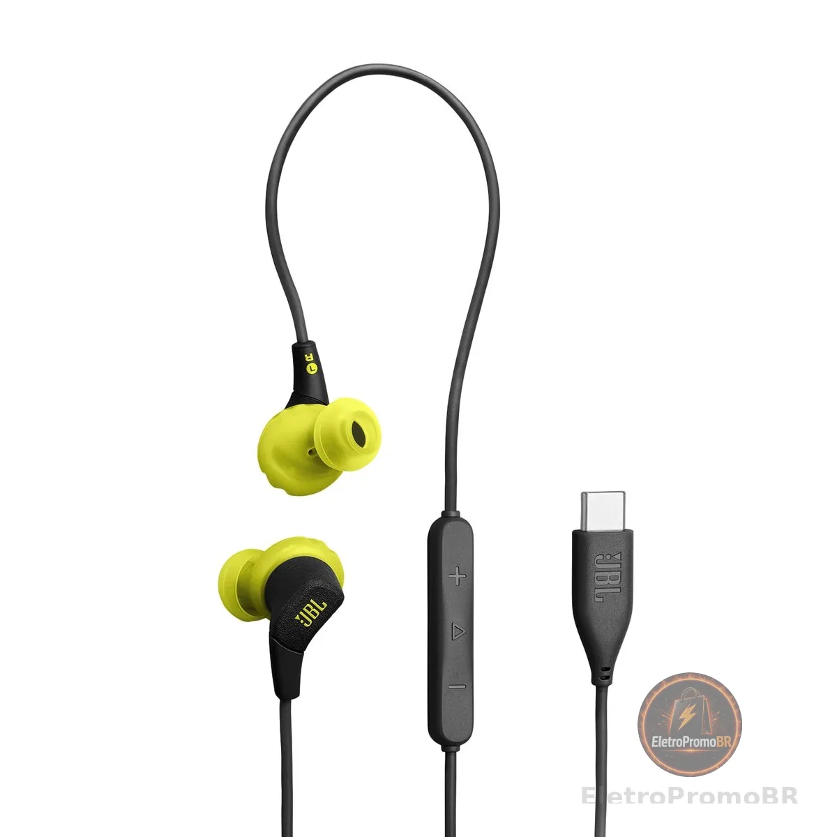 JBL, Fone de Ouvido Esportivo, Com Fio, USB-C, Endurance Run 3, IP65 - Preto