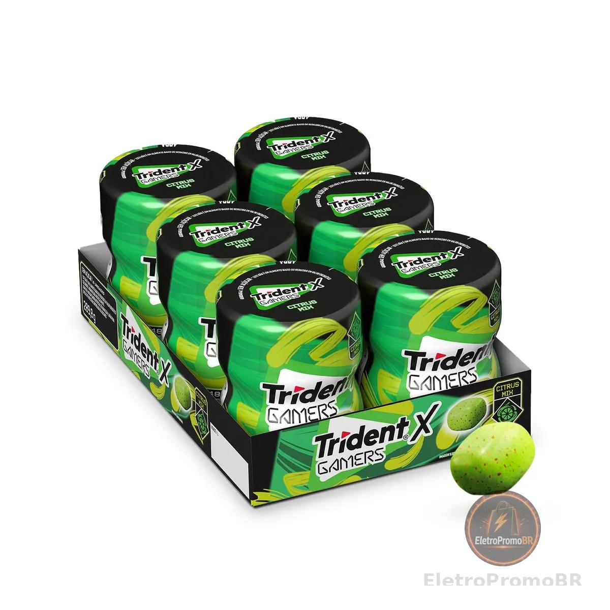 Chiclete Trident X Gamers Citrus Mix - Caixa com 6 unid de 48,3g