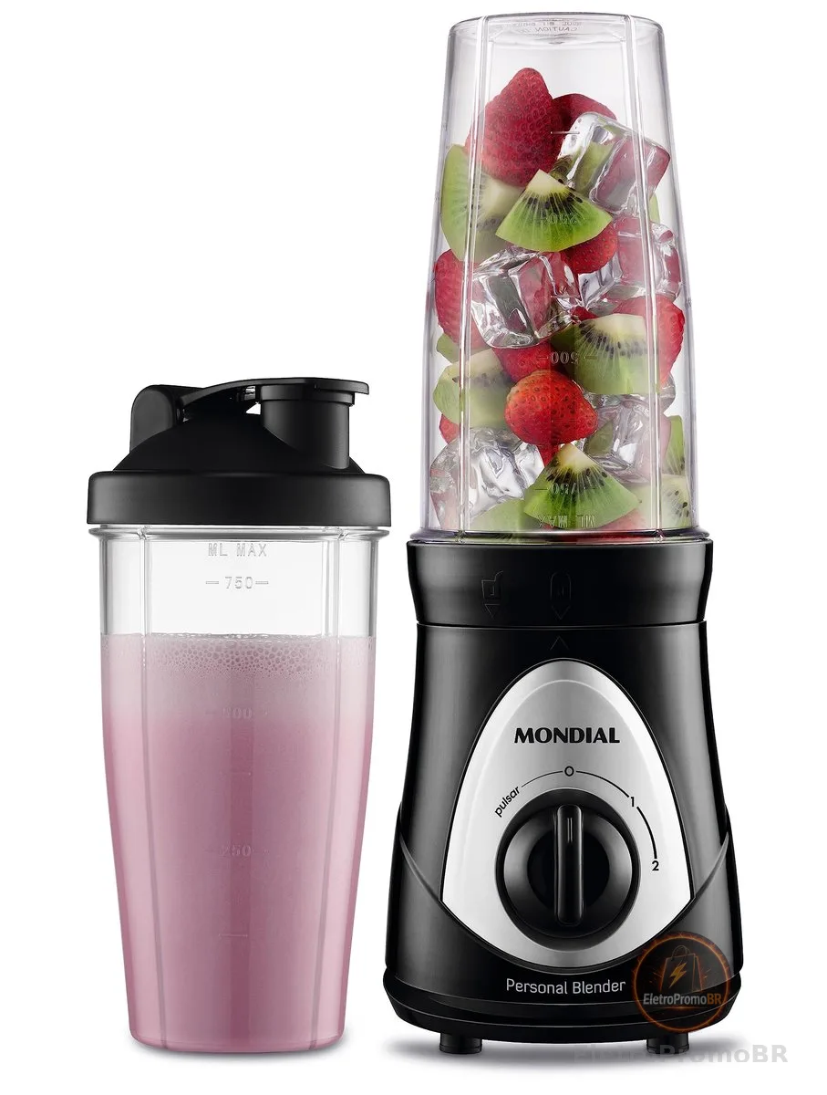 MONDIAL Personal Blender 220V, Preto/Cinza - DG-01